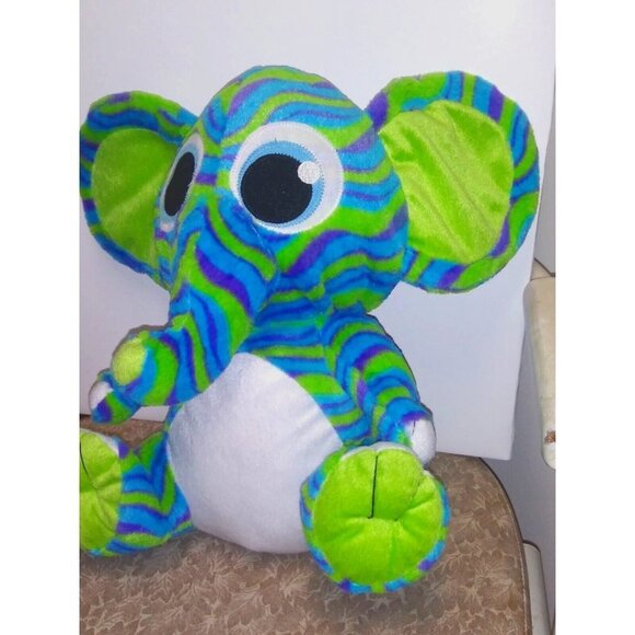 Large Elephant Plush toy Stuffed animal 16" green blue purple SWIRLED unique - Picture 4 of 6